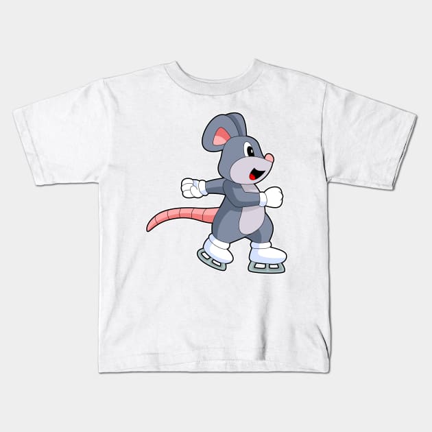 Mouse Ice skating Ice skates Kids T-Shirt by Markus Schnabel